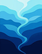 Deep Ocean Blue Layered Wave Rug