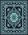 Teal Floral Medallion Midnight Garden Rug