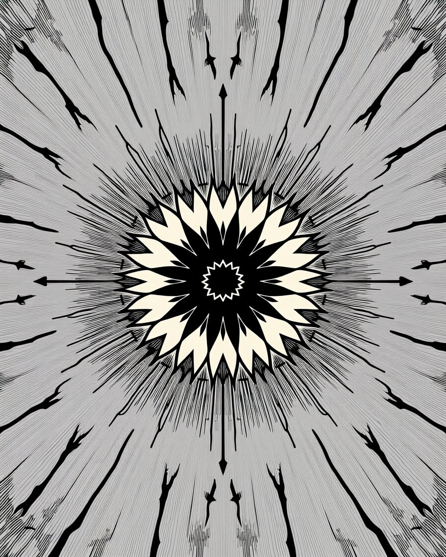 Monochromatic Radial Sunburst Bloom Rug