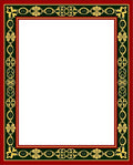 Rich Red Emerald Gold Floral Border Rug