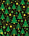 Green Yellow Christmas Trees Ornaments Rug