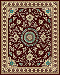 Crimson Medallion Floral Vines Rug