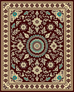 Crimson Medallion Floral Vines Rug
