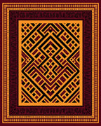 Bold Geometric Maroon Gold Lines Rug