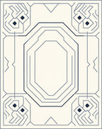 Modern Geometric Gray Linear Octagon Rug