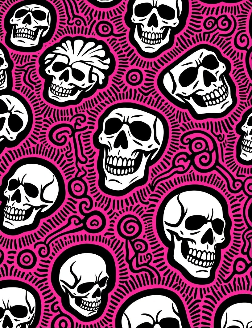 Hot Pink Skull Art Rug