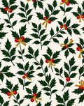 Green Holly Berry Gold Bow Background Rug