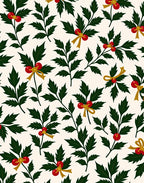 Green Holly Berry Gold Bow Background Rug