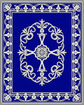 Rich Blue Floral Medallion Border Rug