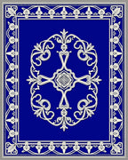 Rich Blue Floral Medallion Border Rug