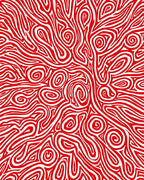 Vibrant Red Swirl Abstract Rug