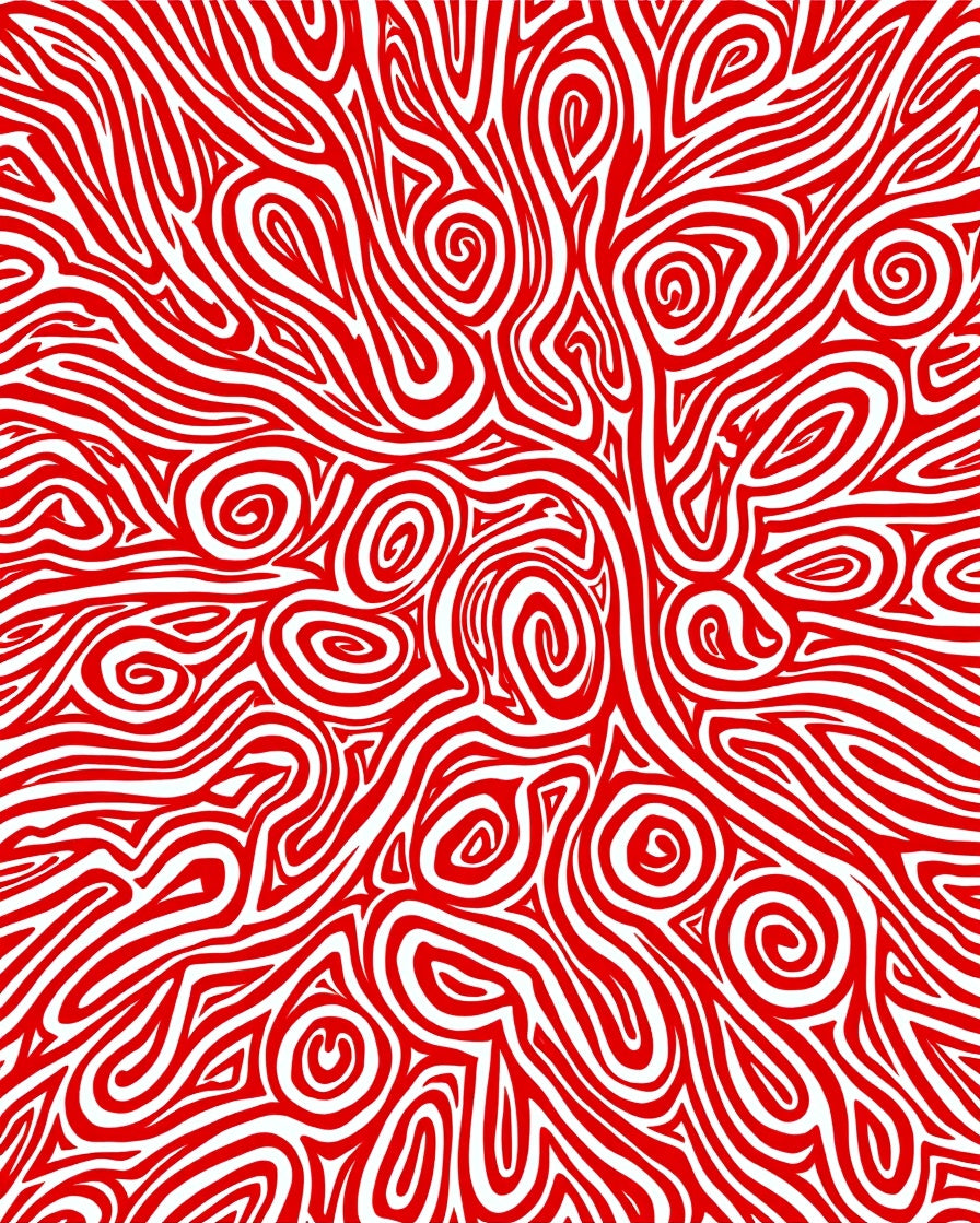 Vibrant Red Swirl Abstract Rug