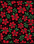 Bold Red Floral Garden Black Rug