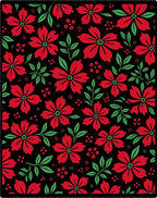 Bold Red Floral Garden Black Rug