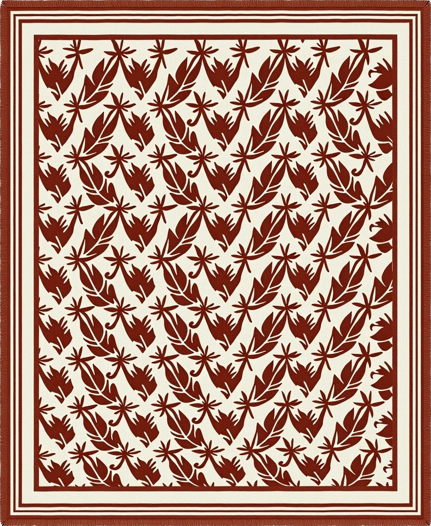 Crimson Feather Tropical Repeat Rug