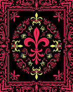 Crimson Yellow Fleur-de-lis Mandala Rug