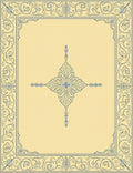 Cream Blue Scrollwork Medallion Border Rug