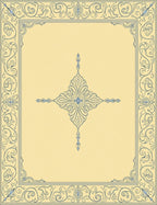 Cream Blue Scrollwork Medallion Border Rug
