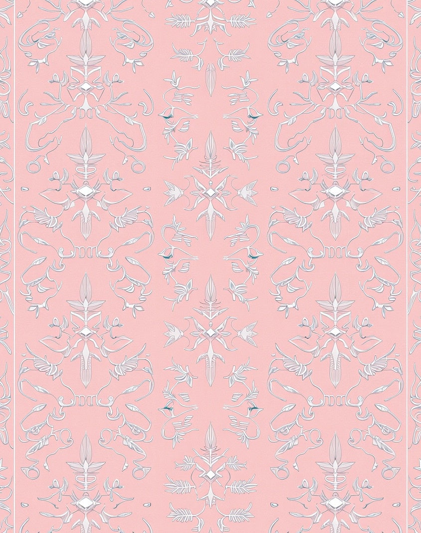 Pale Pink Floral Medallion Rug