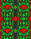 Red Green Floral Symmetrical Serpentine Rug