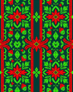 Red Green Floral Symmetrical Serpentine Rug