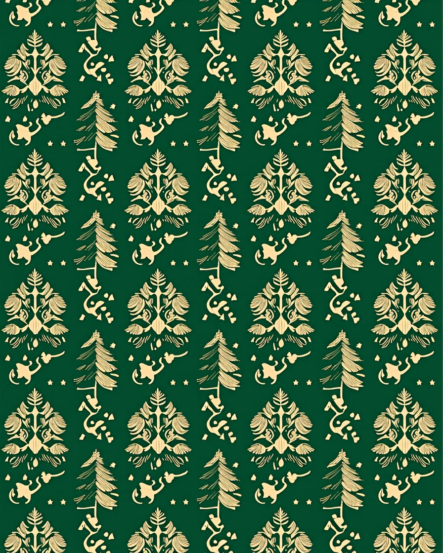 Golden Evergreen Folk Chiming Spirits Rug