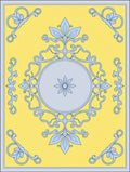 Light Blue Floral Scroll Yellow Medallion Rug