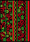 Bold Red Neon Swirls Black Rug