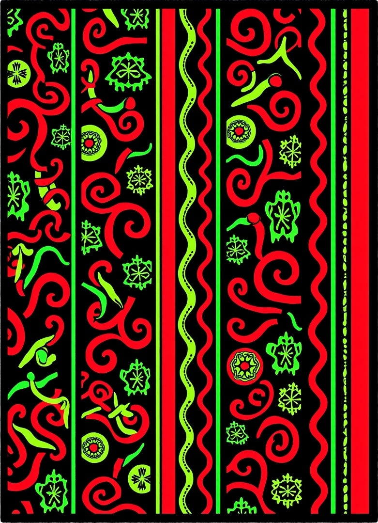 Bold Red Neon Swirls Black Rug