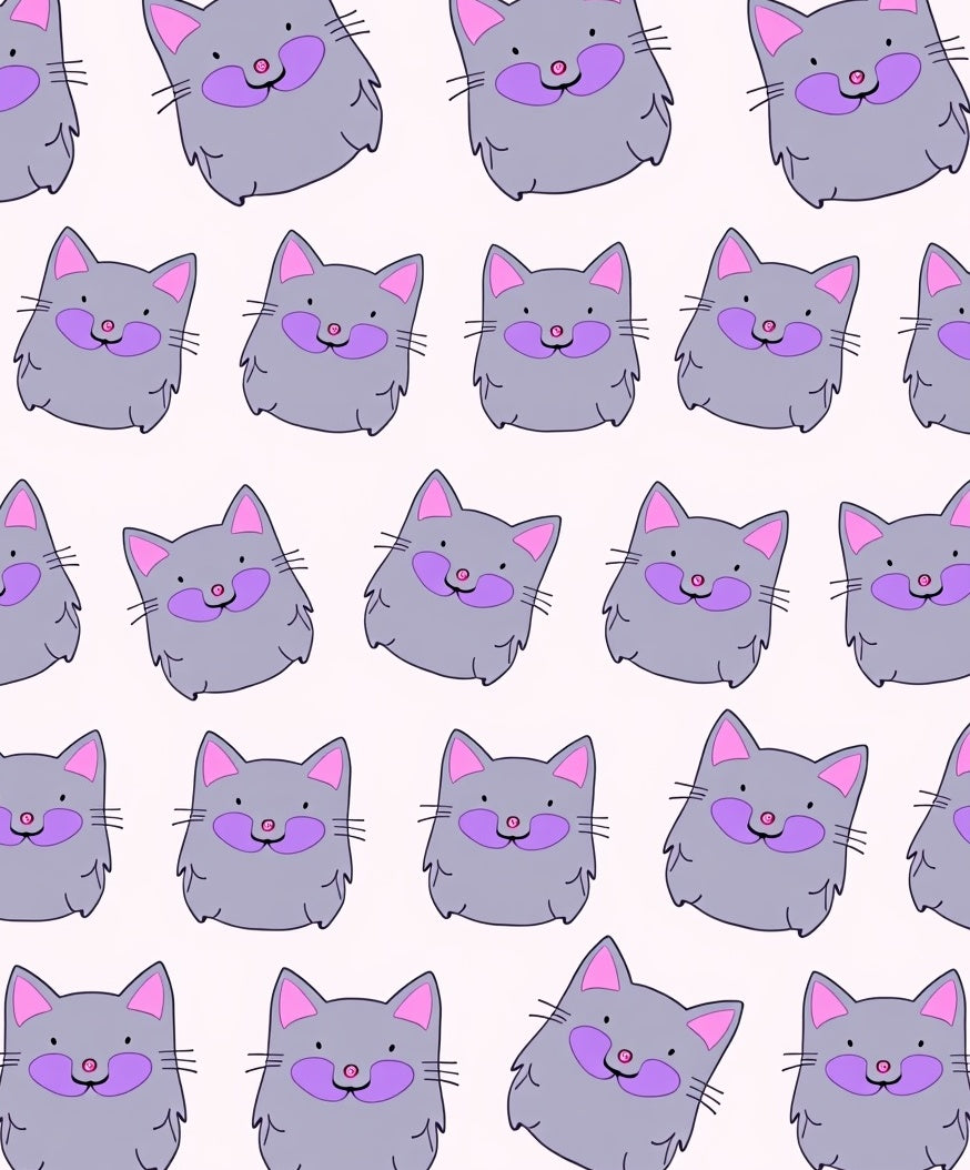 Cute Gray Kitty Face Repeat Rug