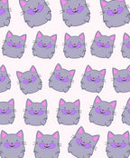 Cute Gray Kitty Face Repeat Rug
