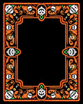 Whimsical orange white skull border Rug