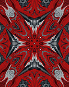 Bold Red Abstract Organic Symmetry Rug