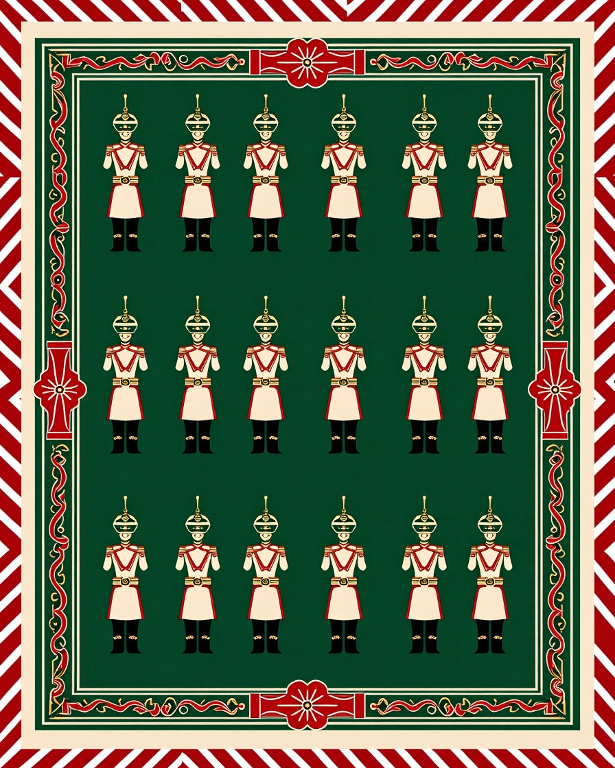 Green Soldier Uniform Stripe Border Rug