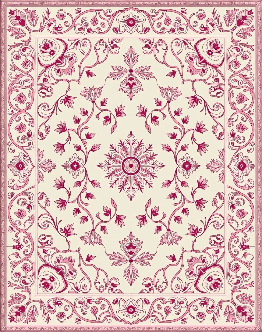 Vibrant Crimson Garden Vine Tapestry Rug