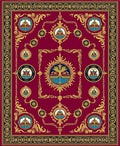 Regal Burgundy Gold Crest Medallion Rug