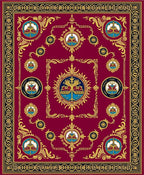 Regal Burgundy Gold Crest Medallion Rug
