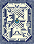 Blue Yellow Labyrinth Fiery Center Rug