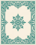 Victorian Teal Floral Square Rug