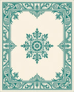 Victorian Teal Floral Square Rug