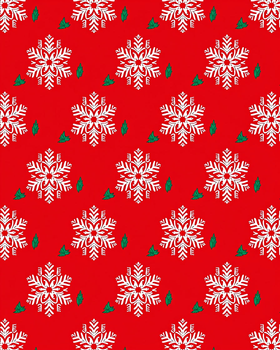 Red White Snowflake Holiday Garland Rug