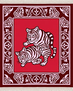 Crimson Tigers in Ornate Border Rug