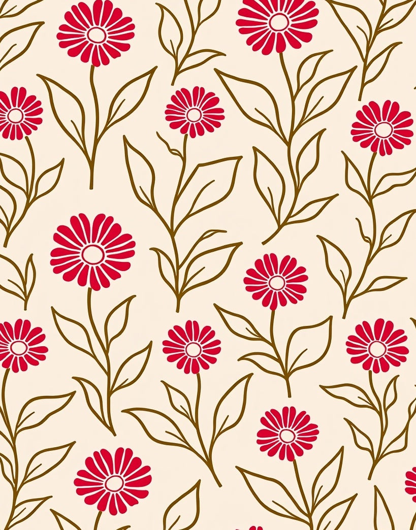 Red Daisy Botanical Garden Rug
