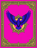 Vibrant Blue Bird Golden Frame Rug