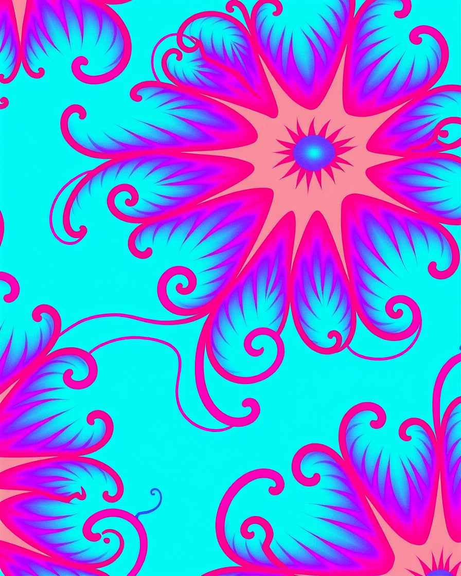 Vibrant Magenta Floral Swoop Rug