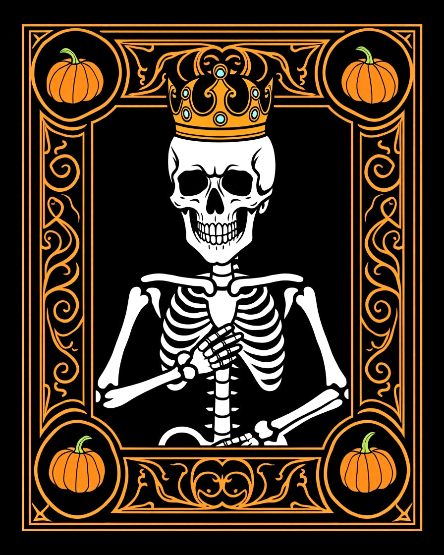Royal Skeleton Pumpkin Frame Art Rug