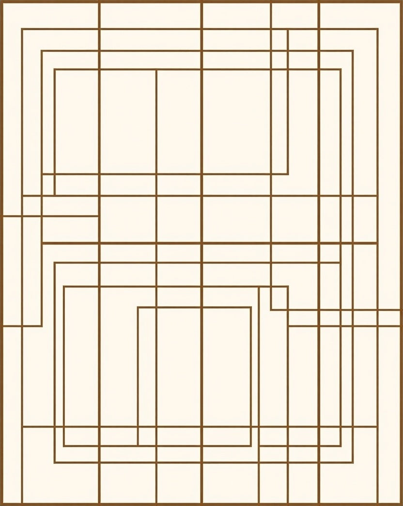 Cream Brown Geometric Overlay Rug