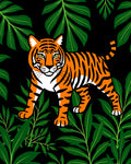 Vibrant Orange Tiger Jungle Foliage Rug