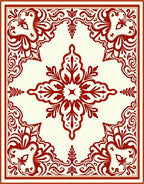 Ornate Red Bloom Square Rug