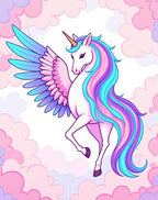 Pastel Clouds Flying Unicorn Rug